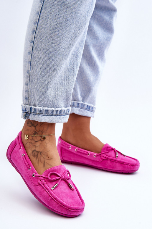Mocassins élégants roses en daim Si Passione