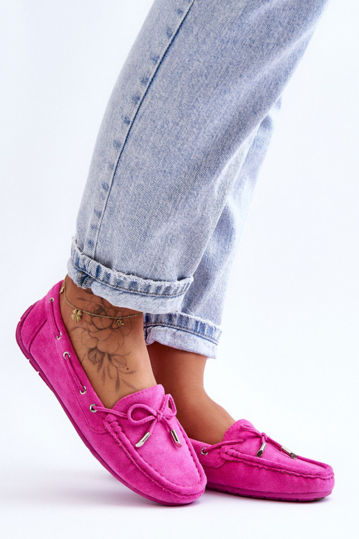 Mocassins élégants roses en daim Si Passione