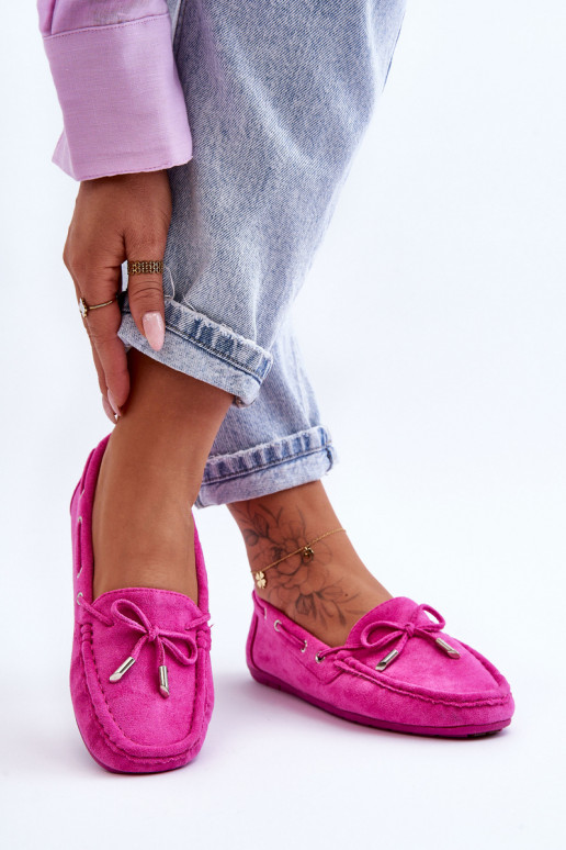 Mocassins élégants roses en daim Si Passione