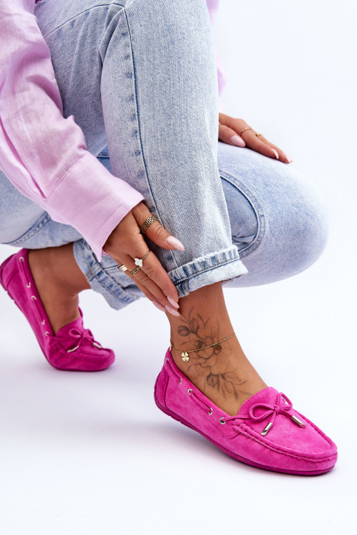 Mocassins élégants roses en daim Si Passione