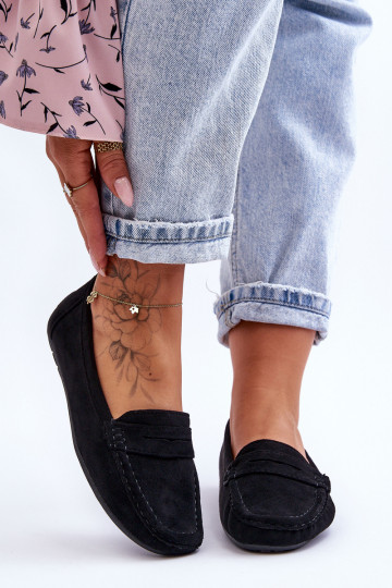 Mocassins élégants noirs en daim Lenvie 2