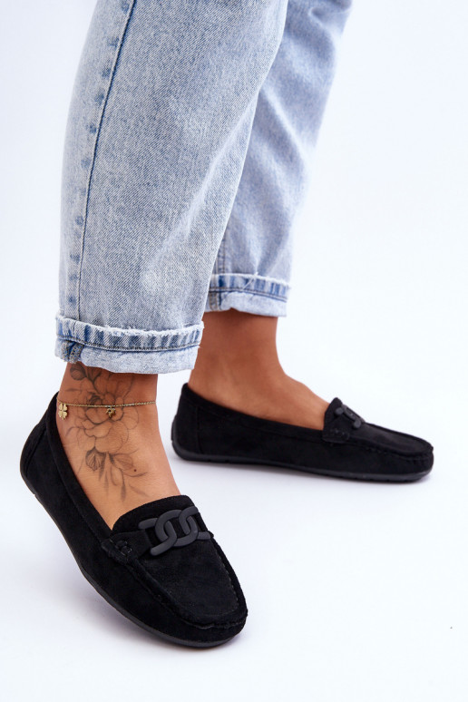 Mocassins élégants noirs en daim Rabell