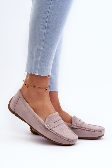 Mocassins élégants violets en daim Lenvie 2
