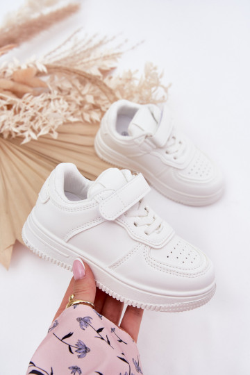 Baskets blanches pour enfants en simili cuir Liora