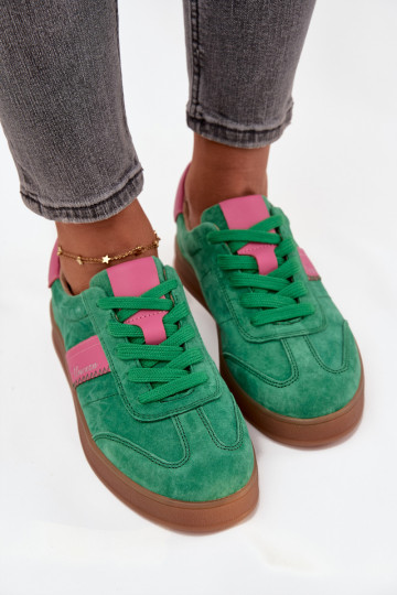 Baskets vertes en daim pour femmes Vinceza 79576