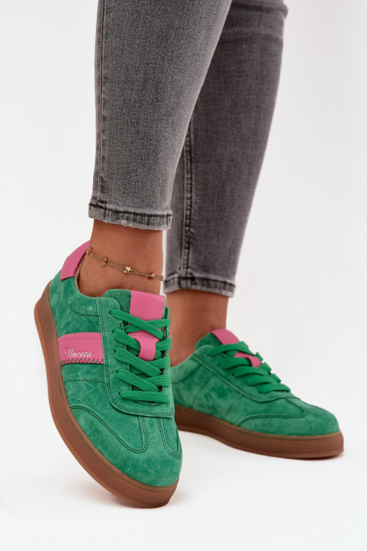 Baskets vertes en daim pour femmes Vinceza 79576
