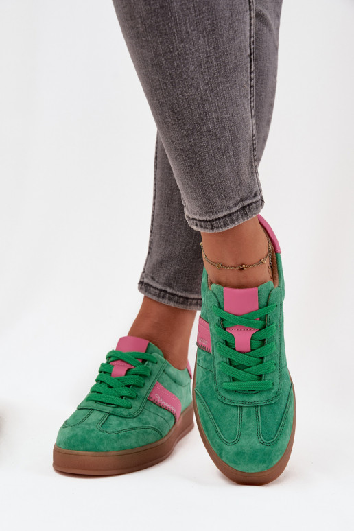 Baskets vertes en daim pour femmes Vinceza 79576