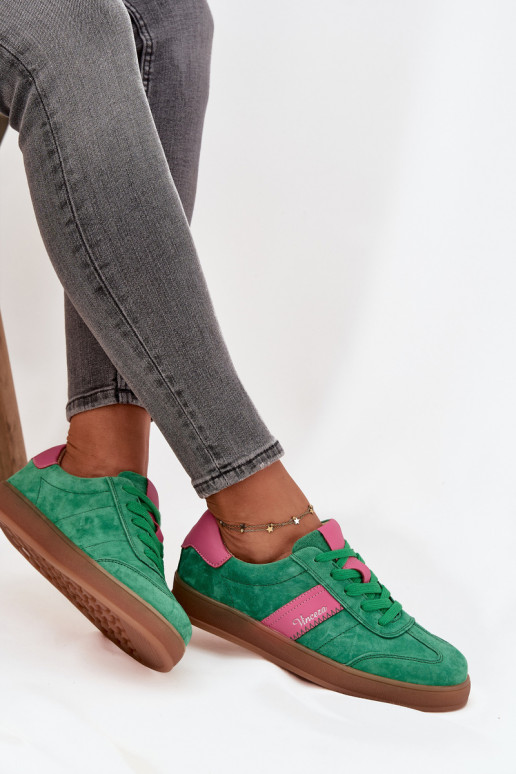 Baskets vertes en daim pour femmes Vinceza 79576