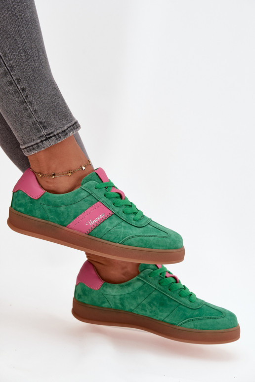Baskets vertes en daim pour femmes Vinceza 79576