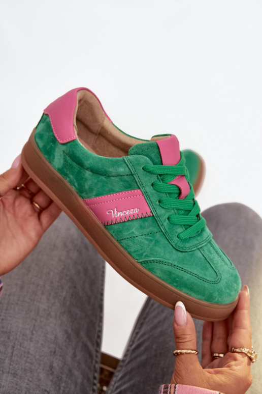 Baskets vertes en daim pour femmes Vinceza 79576