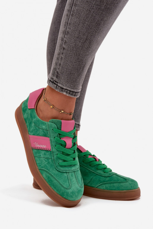 Baskets vertes en daim pour femmes Vinceza 79576