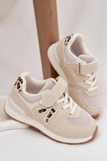 Baskets pour enfants beiges avec fermetures Velcro Galisse