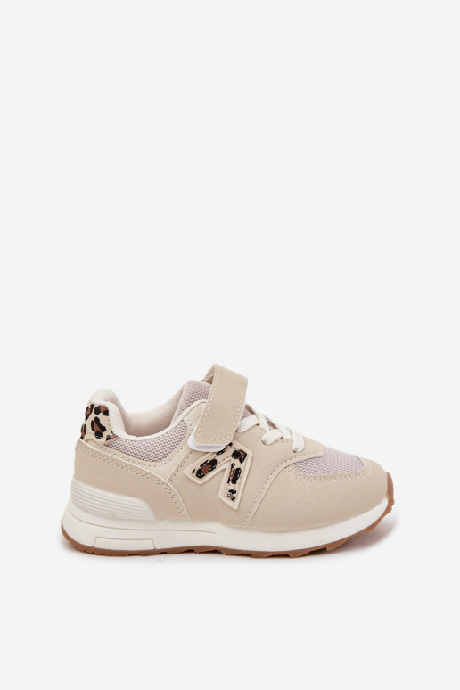 Baskets pour enfants beiges avec fermetures Velcro Galisse