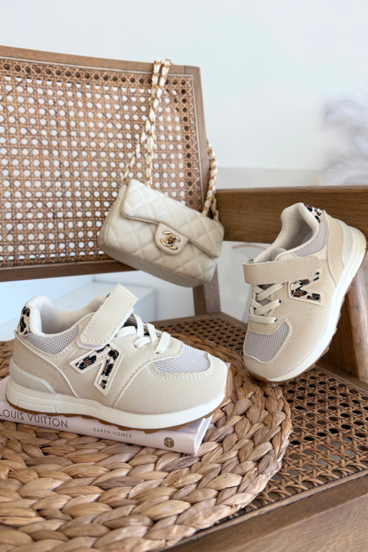 Baskets pour enfants beiges avec fermetures Velcro Galisse