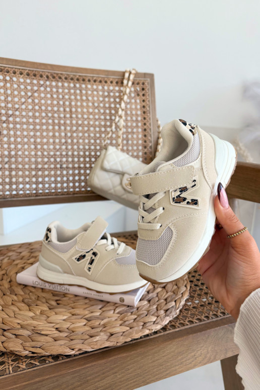 Baskets pour enfants beiges avec fermetures Velcro Galisse