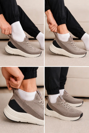 Chaussures de sport pour hommes à enfiler avec plateforme Kobbo 102421 couleur sable