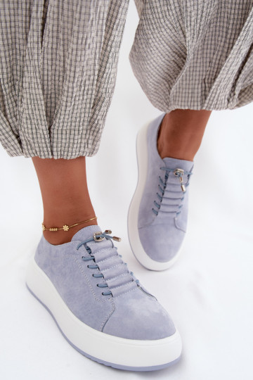 Baskets à plateforme bleues en daim synthétique Blushy