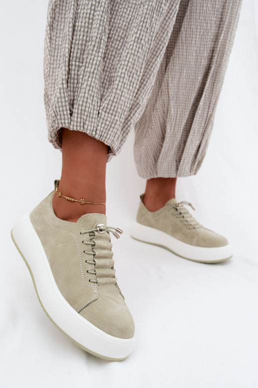 chaussures Chaussures modèle baskets avec une plateformeActivéturalnego en daimu couleur menthe Blushy