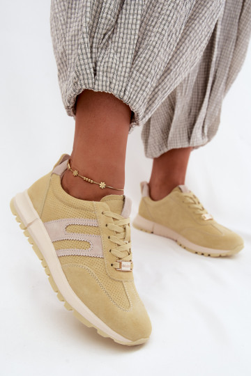 Baskets jaunes pour femmes Lovey en daim synthétique