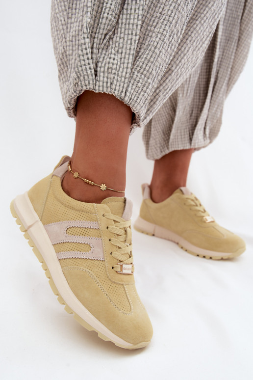 Baskets jaunes pour femmes Lovey en daim synthétique