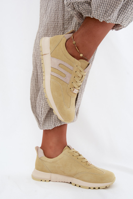 Baskets jaunes pour femmes Lovey en daim synthétique