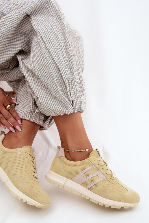 Baskets jaunes pour femmes Lovey en daim synthétique