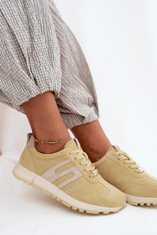 Baskets jaunes pour femmes Lovey en daim synthétique