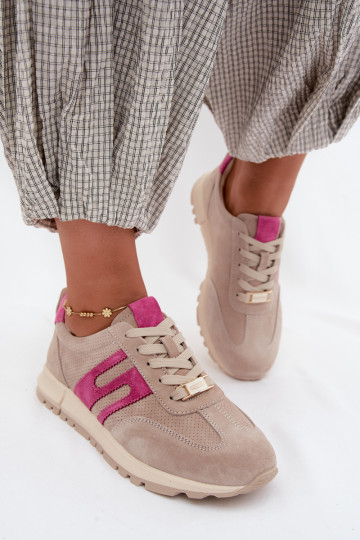 baskets Chaussures modèle basketsActivéturalnego en daimu Féminin beige Lovey