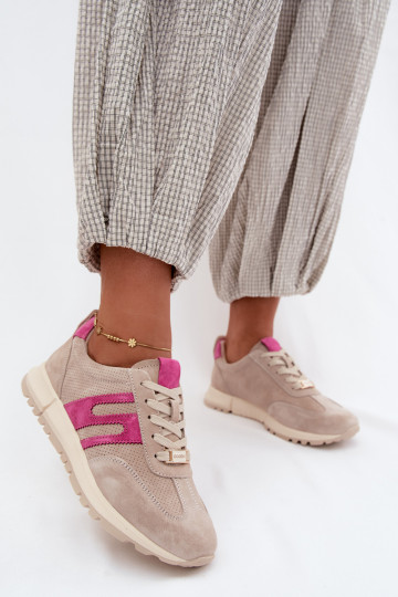 baskets Chaussures modèle basketsActivéturalnego en daimu Féminin beige Lovey 2