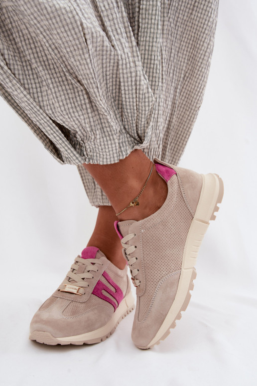 baskets Chaussures modèle basketsActivéturalnego en daimu Féminin beige Lovey