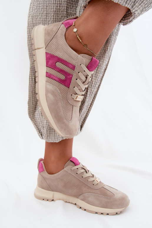 baskets Chaussures modèle basketsActivéturalnego en daimu Féminin beige Lovey