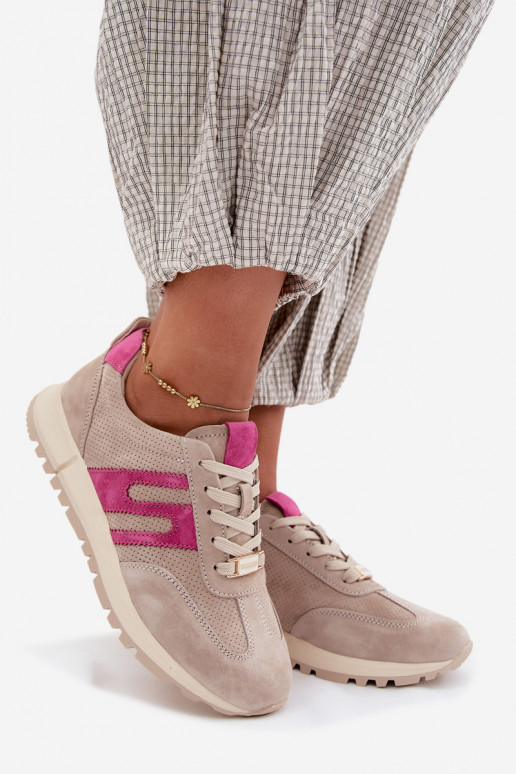 baskets Chaussures modèle basketsActivéturalnego en daimu Féminin beige Lovey