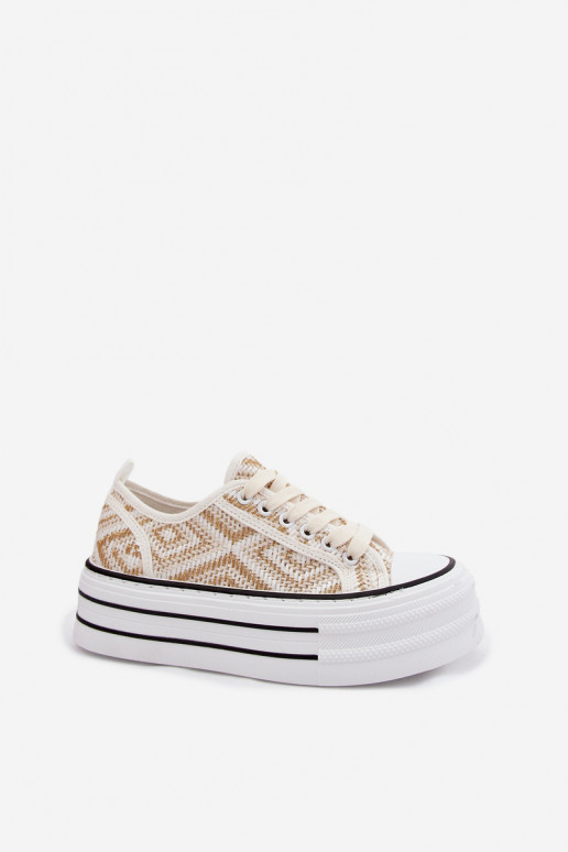 Faible Chaussures de loisirs avec une plateforme Blanc-couleur dorée Medina