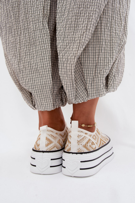 Faible Chaussures de loisirs avec une plateforme Blanc-couleur dorée Medina