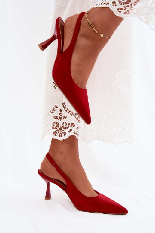 Sandales pour femmes à talons fins en suédine rouge Saria