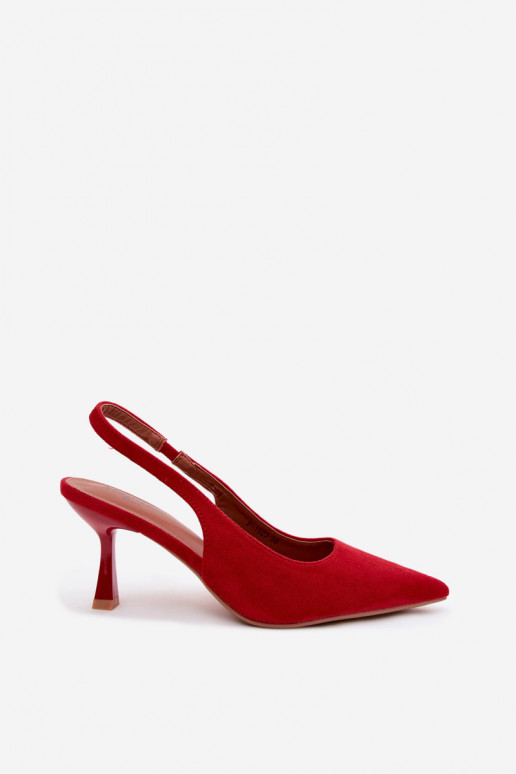 Sandales pour femmes à talons fins en suédine rouge Saria