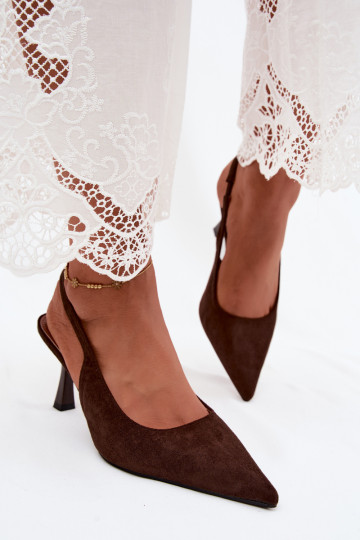 Sandales pour femmes à talons fins en daim synthétique Saria