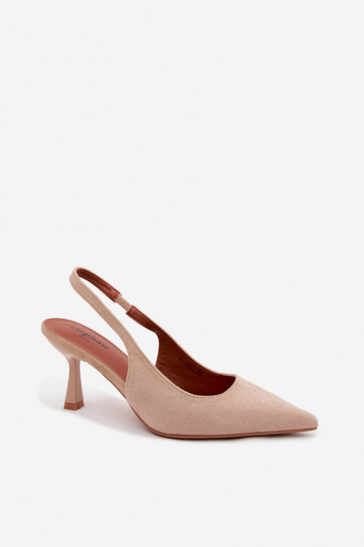Sandales pour femmes avec des talons finsImitacji en daimu beige Saria