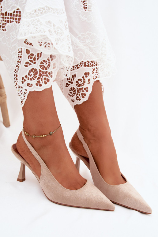 Sandales pour femmes avec des talons finsImitacji en daimu beige Saria