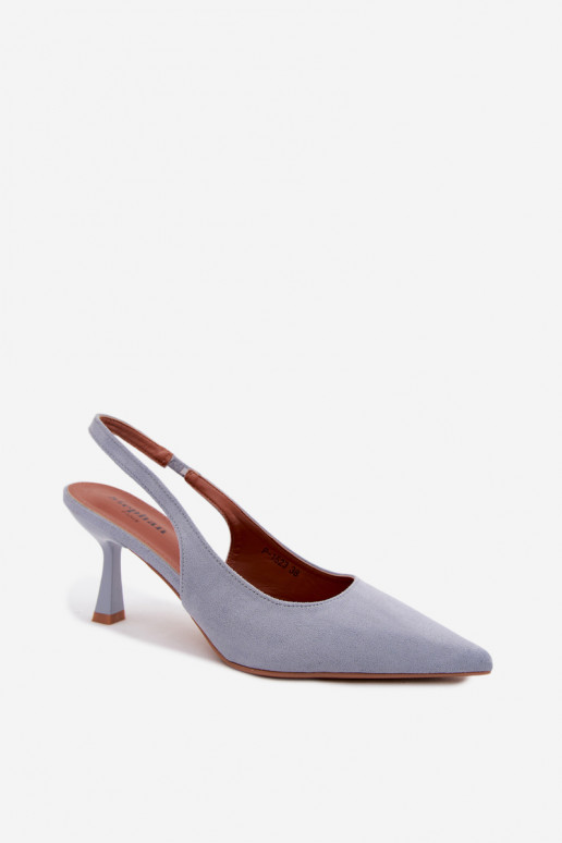 Sandales pour femmes à talons fins en suédine bleue Saria