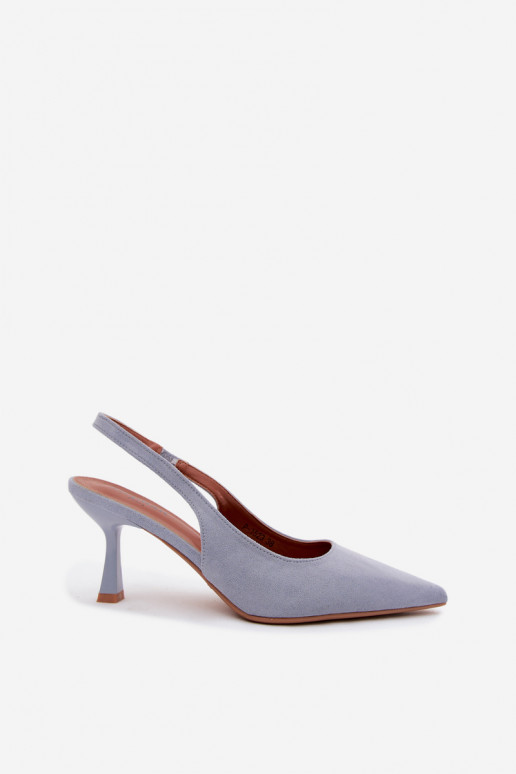 Sandales pour femmes à talons fins en suédine bleue Saria
