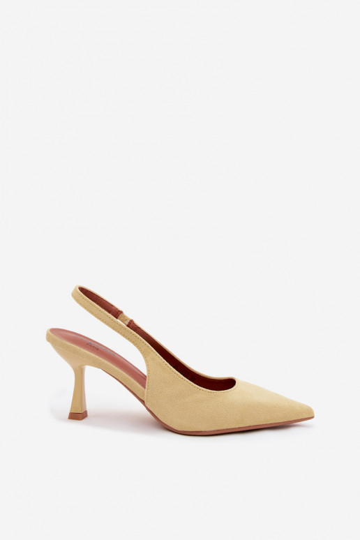 Sandales jaunes pour femmes à talons fins en daim synthétique Saria