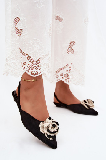 Sandales pour femmes avec décoration en suédine noire Gardenia