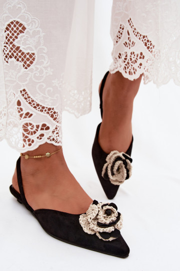 Sandales pour femmes avec décoration en suédine noire Gardenia 2