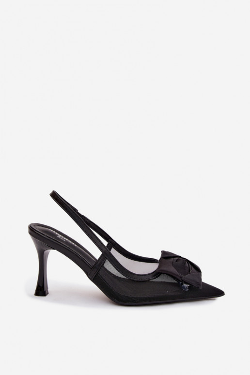 grille des sandales avec des ornements avec des talons Typu Klepsydra couleur noire Jasmina