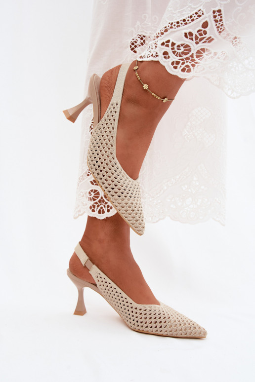 avec des éléments ajourés  Sandales à talons hauts Typu Klepsydra beige Cherryla