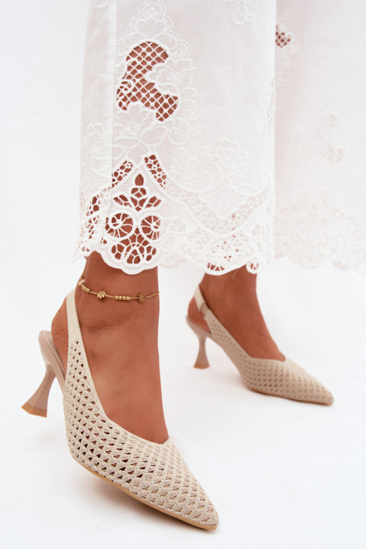 avec des éléments ajourés  Sandales à talons hauts Typu Klepsydra beige Cherryla