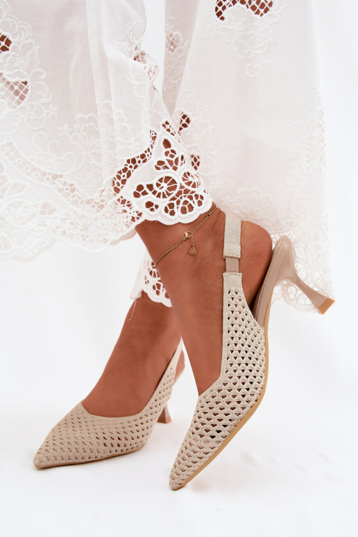 avec des éléments ajourés  Sandales à talons hauts Typu Klepsydra beige Cherryla