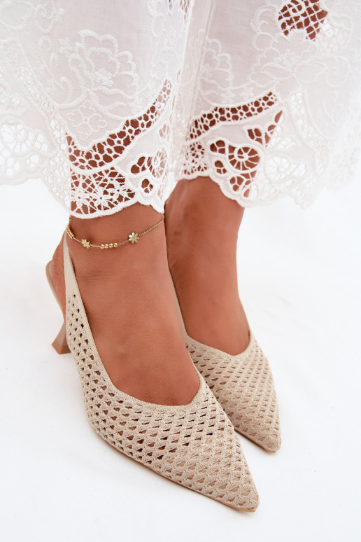 avec des éléments ajourés  Sandales à talons hauts Typu Klepsydra beige Cherryla
