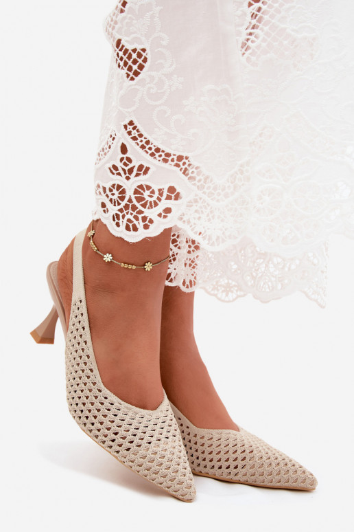 avec des éléments ajourés  Sandales à talons hauts Typu Klepsydra beige Cherryla